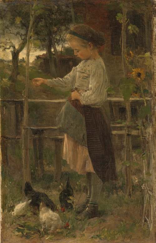 Feeding Chickens, 1866, Jacob Maris