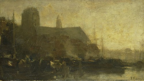Schepen in de haven van Dordrecht, 1850, Jacob Maris