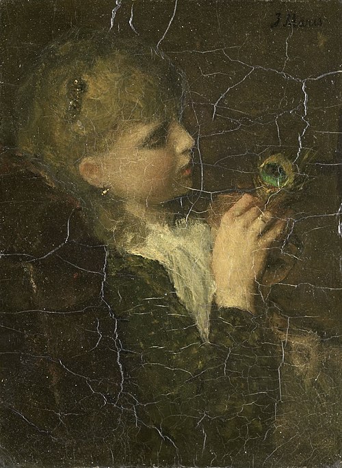 Girl with a Peacock Feather, 1877, Jacob Maris