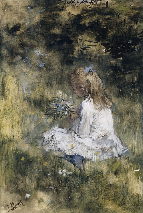 A Girl with Flowers on the Grass, 1878, Jacob Maris