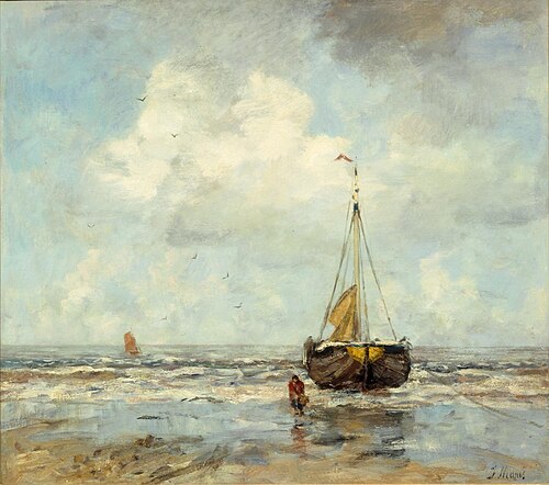 Bomschuit op het strand, 1890, Jacob Maris