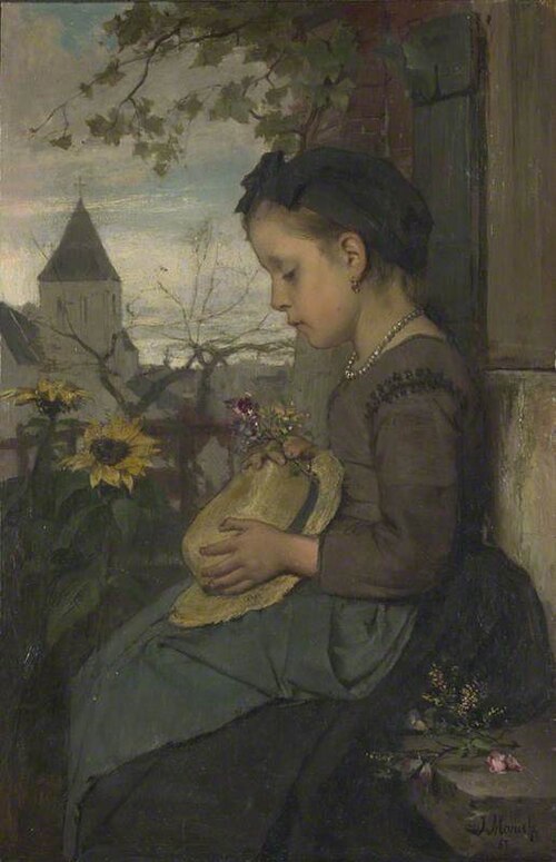 A Girl seated outside a House, 1867, Jacob Maris