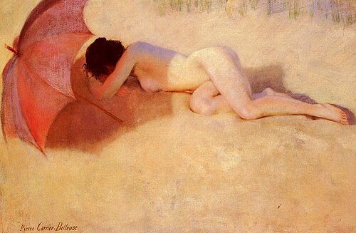 Nu sous un parasol, 1890, Pierre Carrier-Belleuse