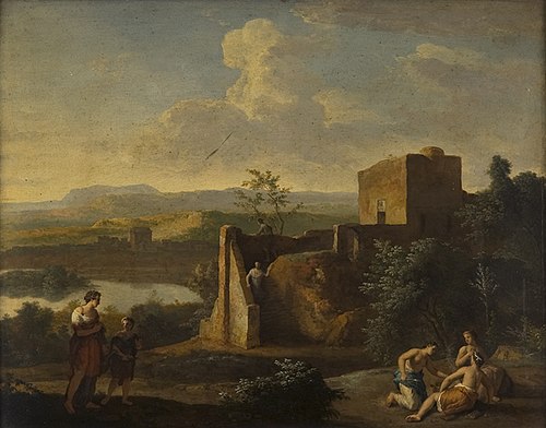 Idyllic Landscape with Watch-tower, 1685, Gerard Hoet