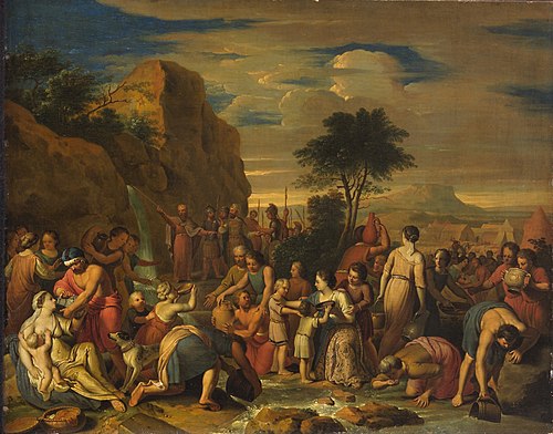 Moses schlägt Wasser aus dem Felsen, , Gerard Hoet