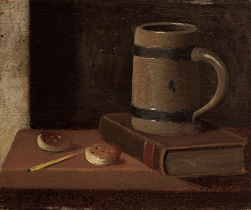 Mug, Book, Biscuits, and Match, 1893, John Frederick Peto