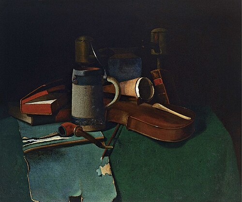 Books, Mug, Pipe and Violin, 1880, John Frederick Peto
