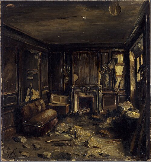 Une loge d'artiste à l'Opéra-Comique, après l'incendie du 15 mai 1887, 1887, Henri Martin Vos