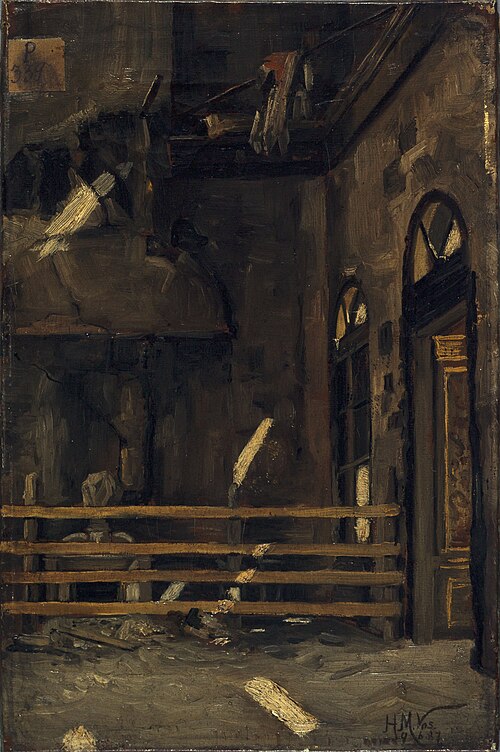 Le Foyer de l'Opéra-Comique, après l'incendie du 15 mai 1887, 1887, Henri Martin Vos