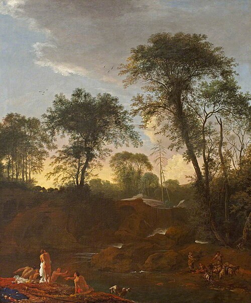 Landscape with Figures Bathing, 1660, Adam Pynacker