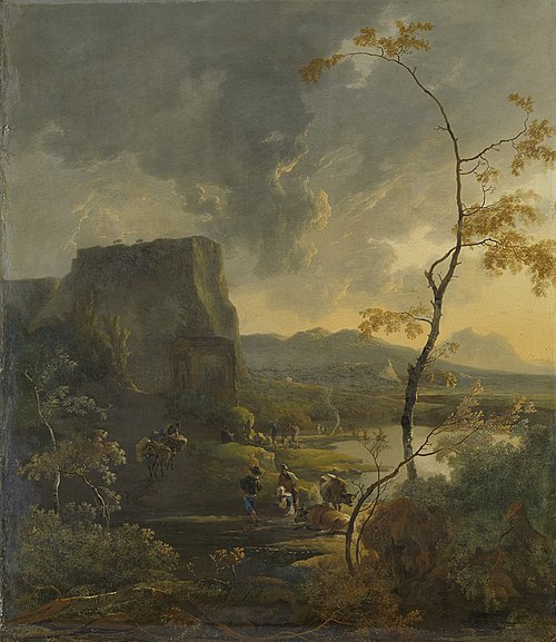 Italian landscape with ancient tempietto, 1650, Adam Pynacker