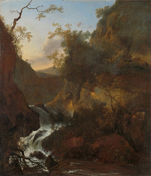 A waterfall, 1650, Adam Pynacker