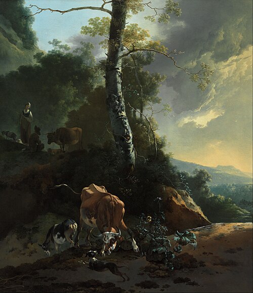 Landscape with enraged ox, 1650, Adam Pynacker