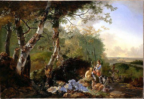 Landscape with Sportsmen and Game, 1665, Adam Pynacker