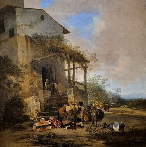 L'Auberge ; Vue d'Italie, 1650, Adam Pynacker