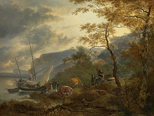 Southern Hilly Coast with a Sailing Vessel, 1657, Adam Pynacker