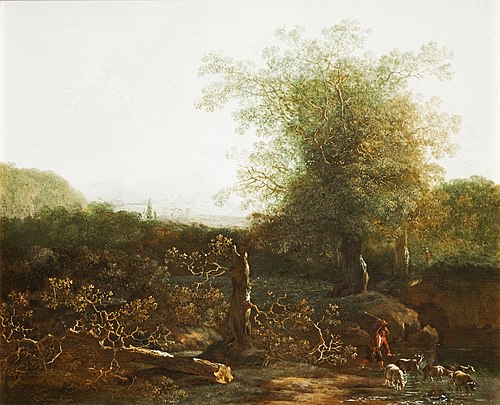 Wooded Landscape with a Ford, 1655, Adam Pynacker