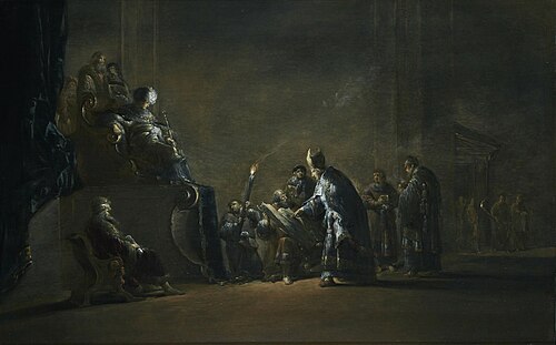 Saphan reads the book of Law aloud to Josiah (2 Kings 8-10), 1642, Leonard Bramer
