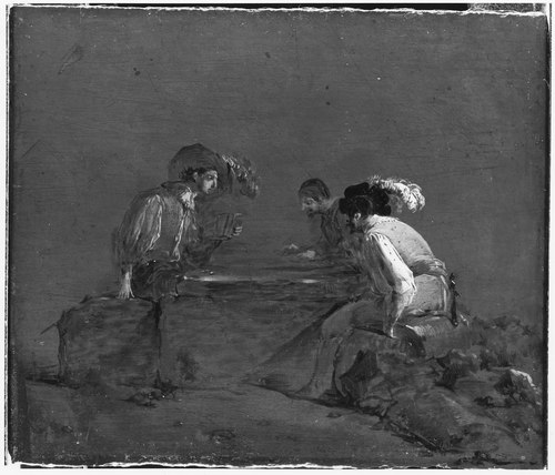 A Peasant and Two Soldiers Playing Dice, , Leonard Bramer