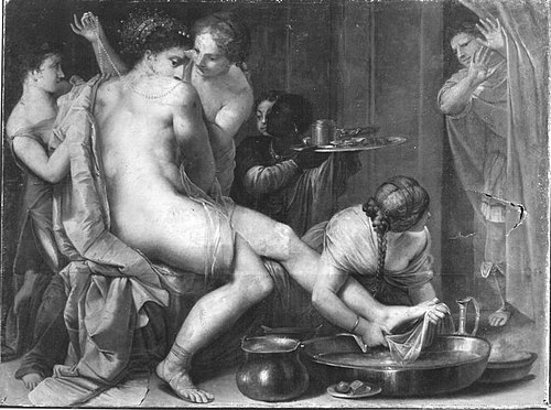Bathseba im Bade (?) beziehungsweise: Gyges erblickt die Frau des Kandaulus, , Pietro Liberi