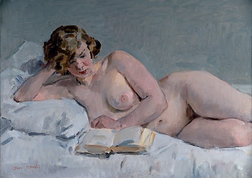Reclining reading nude, 1918, Isaac Israëls