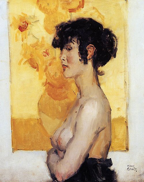 Femme, de profil devant les Tournesols de Van Gogh, 1918, Isaac Israëls