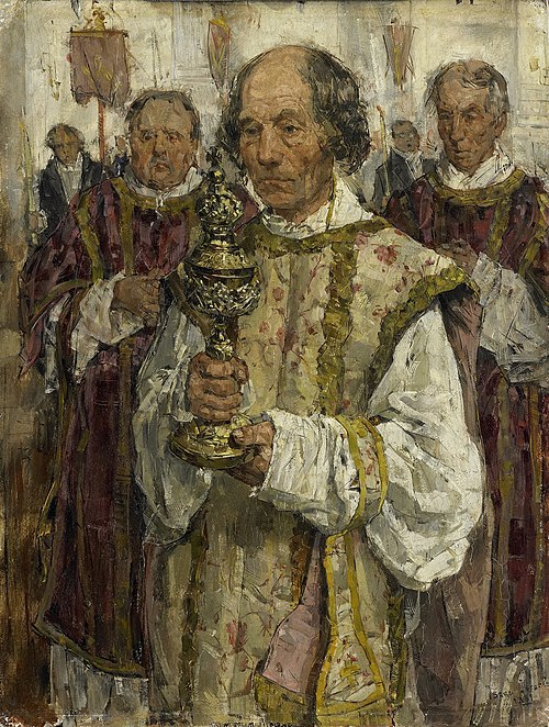 Procession in the Old Catholic Church in The Hague with priest Cornelis Hendrikus van Vlooten, 1881, Isaac Israëls