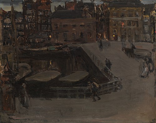 Damrak at evening, 1895, Isaac Israëls