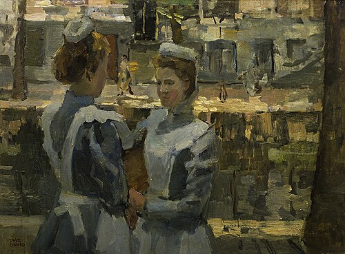 Two maids on a canal in Amsterdam, 1894, Isaac Israëls