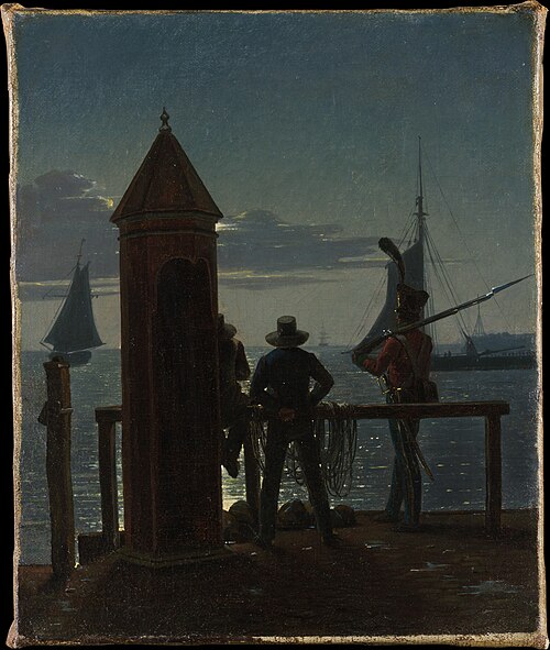 View from the Citadel Ramparts in Copenhagen by Moonlight, 1839, Martinus Rørbye