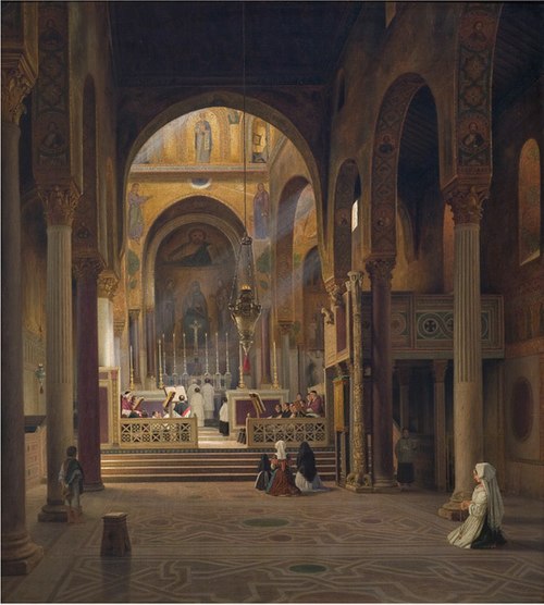 Interior of the Capella Palatina in Palermo, Italy, 1842, Martinus Rørbye