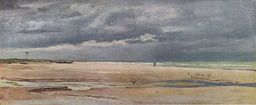 Stærkt oplyst strandparti ved Blokhusene, 1848, Martinus Rørbye