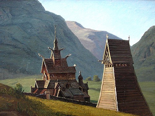 Stave Church, Borgund, Norway, 1830, Martinus Rørbye