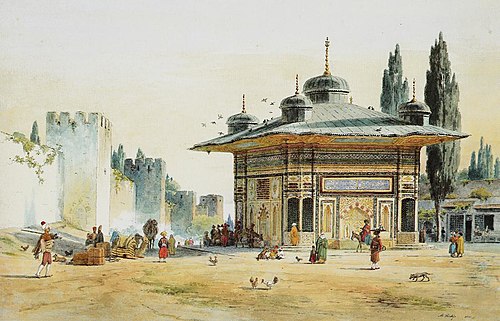 Sultans Ahmet III's Fountain by the Gate of the Seraglio in Constantinople, 1840, Martinus Rørbye