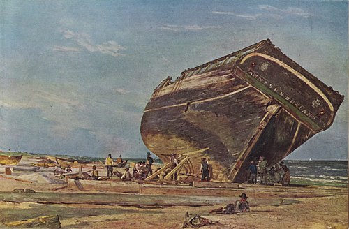 Un grand navire au calfatage à Frederikshavn, 1847, Martinus Rørbye