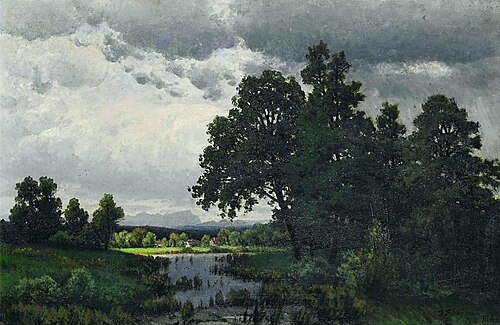 Summer landscape with rain clouds, , Josef Schoyerer