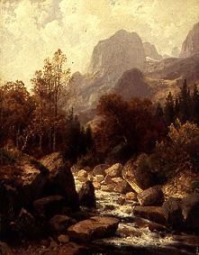 Gebirgsbach im herbstlichen Sonnenlicht, , Josef Schoyerer