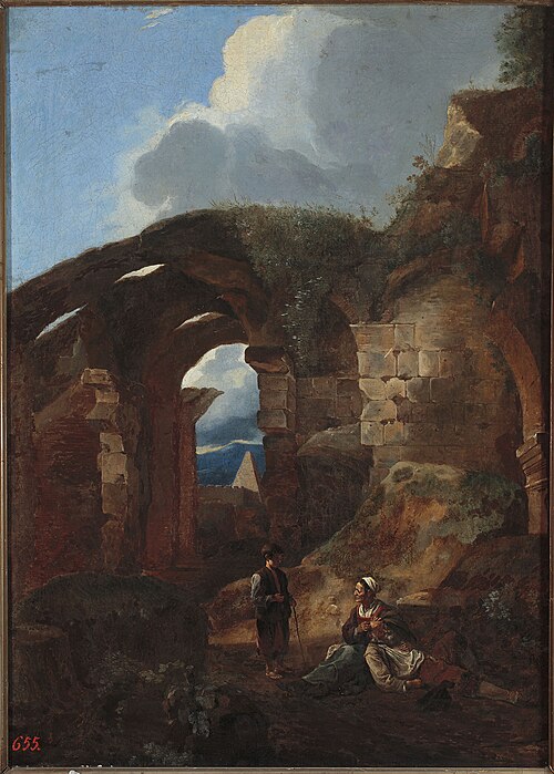 Vagabonds resting in the ruins of the Colosseum, , Michelangelo Cerquozzi