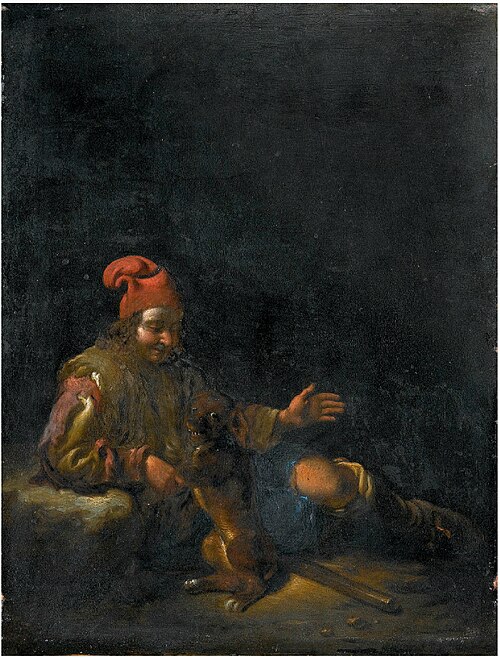 Boy playing with a dog, 1650, Michelangelo Cerquozzi