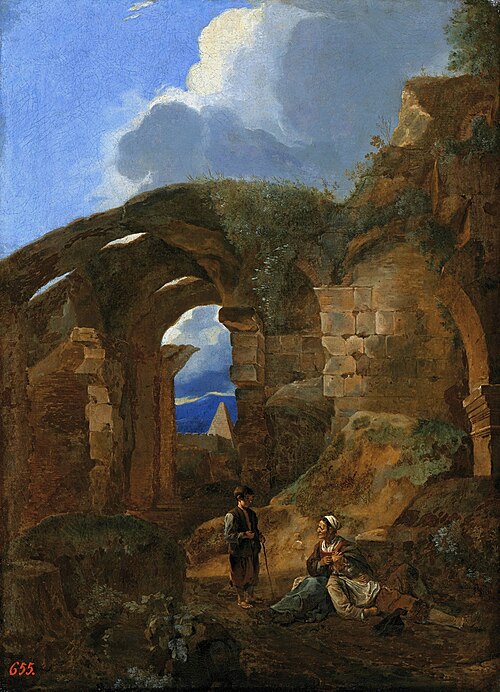 Reste de vagabonds dans les ruines du Colisée., 1700, Michelangelo Cerquozzi