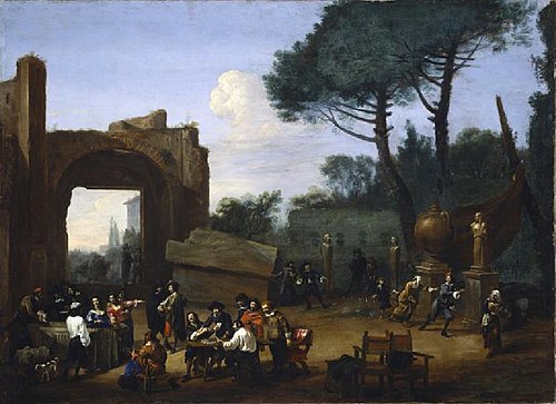 Outdoor party with Roman artists, 1650, Michelangelo Cerquozzi