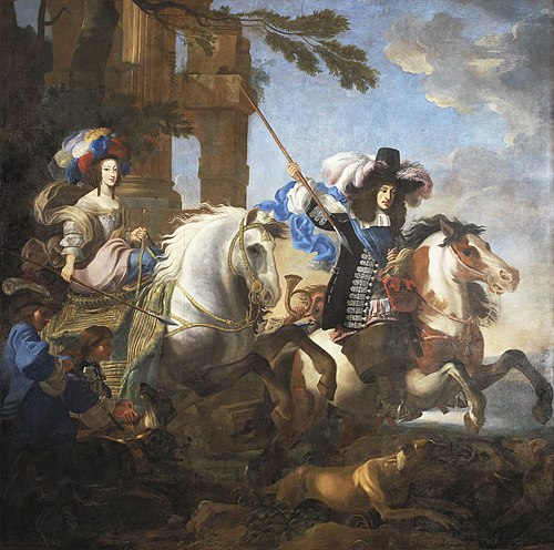 Henriette of Savoy and Ferdinand of Bavaria at the hunt, 1660, Jan Miel
