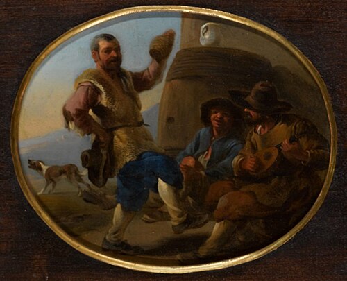 Three peasants having fun with music and dance, 1639, Jan Miel