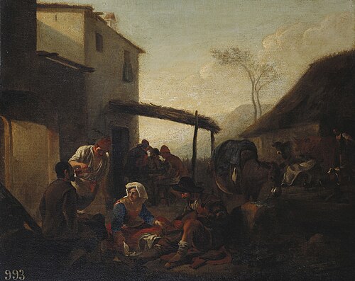 Italian Peasants outside a Tavern, , Jan Miel