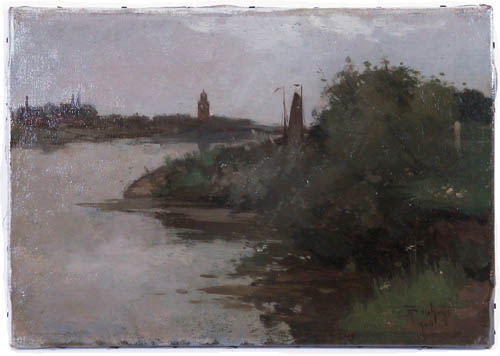 Gezicht op Deventer vanaf de overkant van de IJssel, 1906, Hendrikus Johan Bouhuys