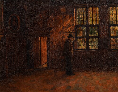 Man by window at the Plantin Moretus Museum, 1889, Piet Verhaert