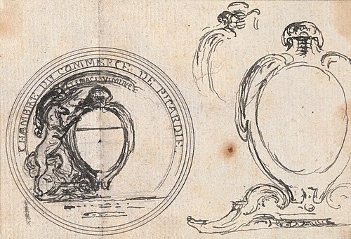 Design for a Coin: Chambre du Commerce de Picarde; First Draft, 1761, Hubert-François Gravelot