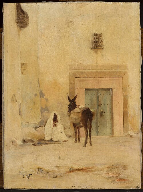 Arab and a donkey at the wall of a house, , Tadeusz Ajdukiewicz