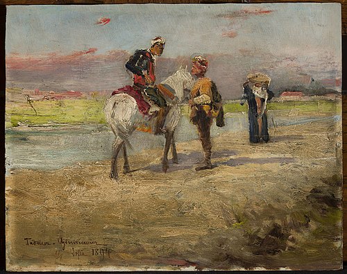 Eastern scene against a landscape, 1894, Tadeusz Ajdukiewicz