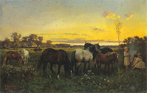 Konie na pastwisku, 1874, Tadeusz Ajdukiewicz